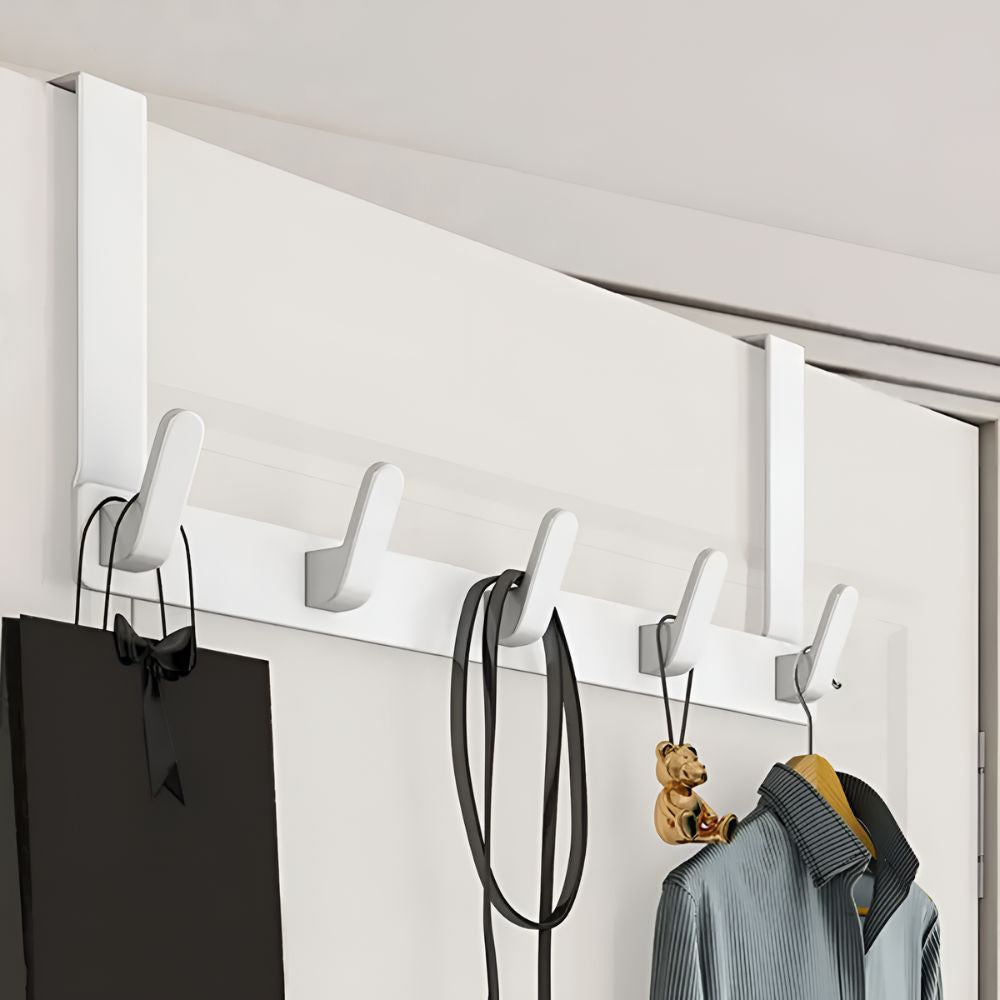 Quick Hang - Over The Door Towel Rack with 5 Hooks for Easy Storage 0