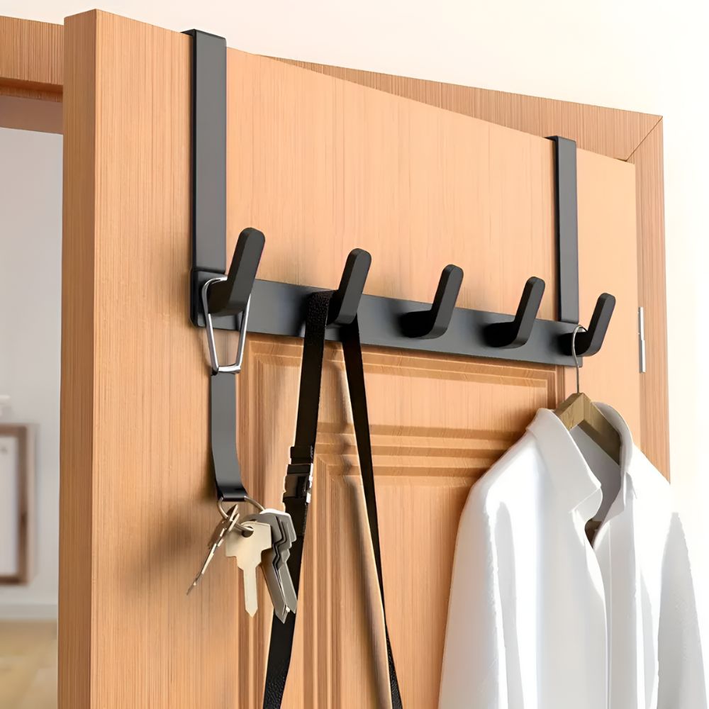Quick Hang - Over The Door Towel Rack with 5 Hooks for Easy Storage 1