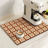 Retro Tile Design Coffee Mat - Super Absorbent Non-Slip Coffee Bar Mat 7