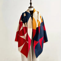 Reversible Poncho Scarf - Soft Microfiber Blend with Geometric Design 3