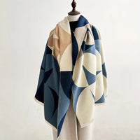 Reversible Poncho Scarf - Soft Microfiber Blend with Geometric Design 4