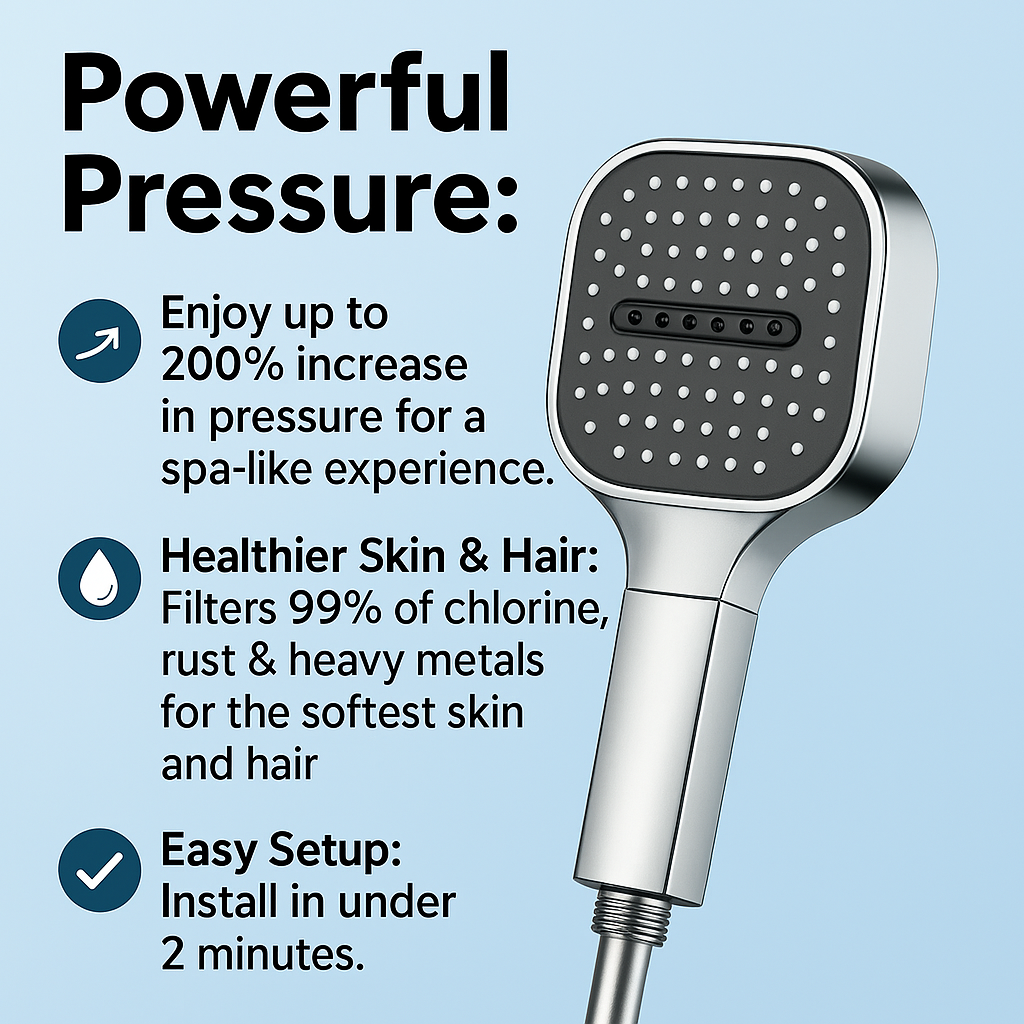 Royallure - High-Pressure Filtered Shower Head with Turbo Boost & Rain Spray 6