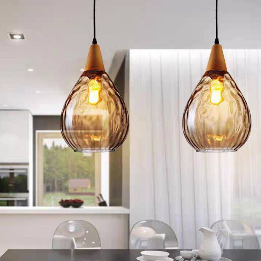 Royelux Vintage Teardrop Pendant Light - Elegant Glass Hanging Fixture for Kitchen 5