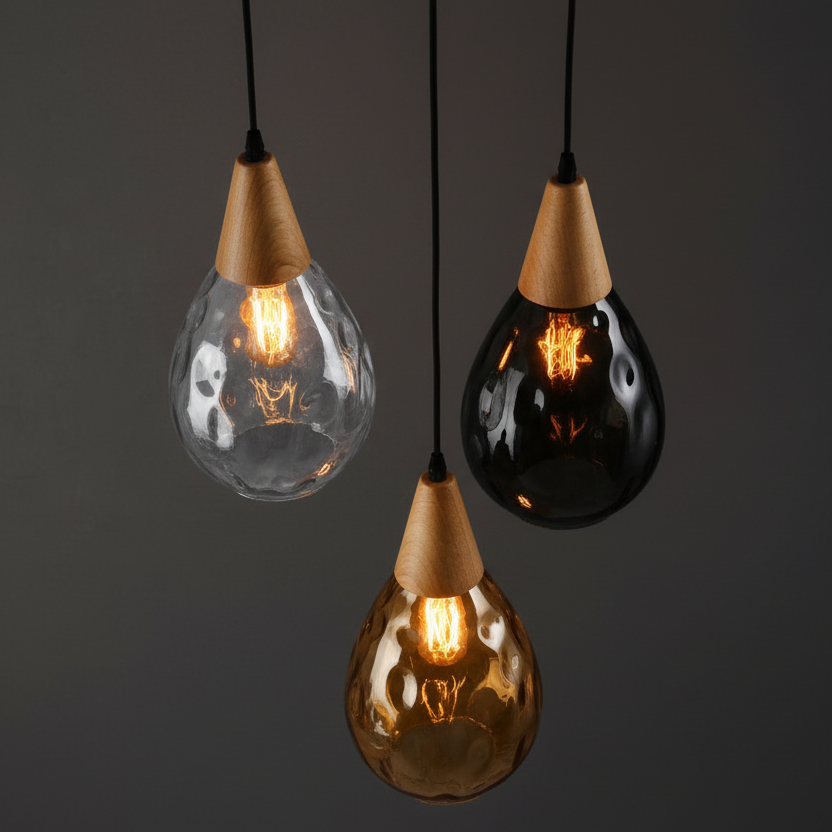BRILLANTÉ - Teardrop Pendant Light Vintage Glass Fixture for Home Ambiance