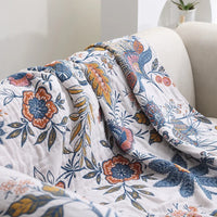 Rustic Artistic Flora Blanket - 100% Cotton Reversible Floral Throw 1
