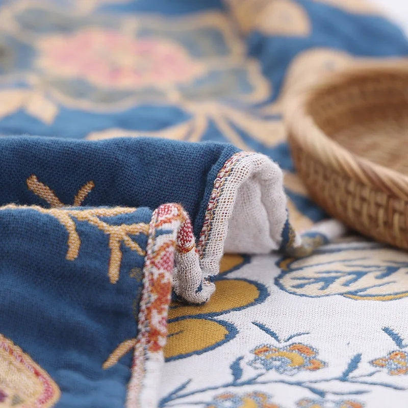 Rustic Artistic Flora Blanket - 100% Cotton Reversible Floral Throw 6