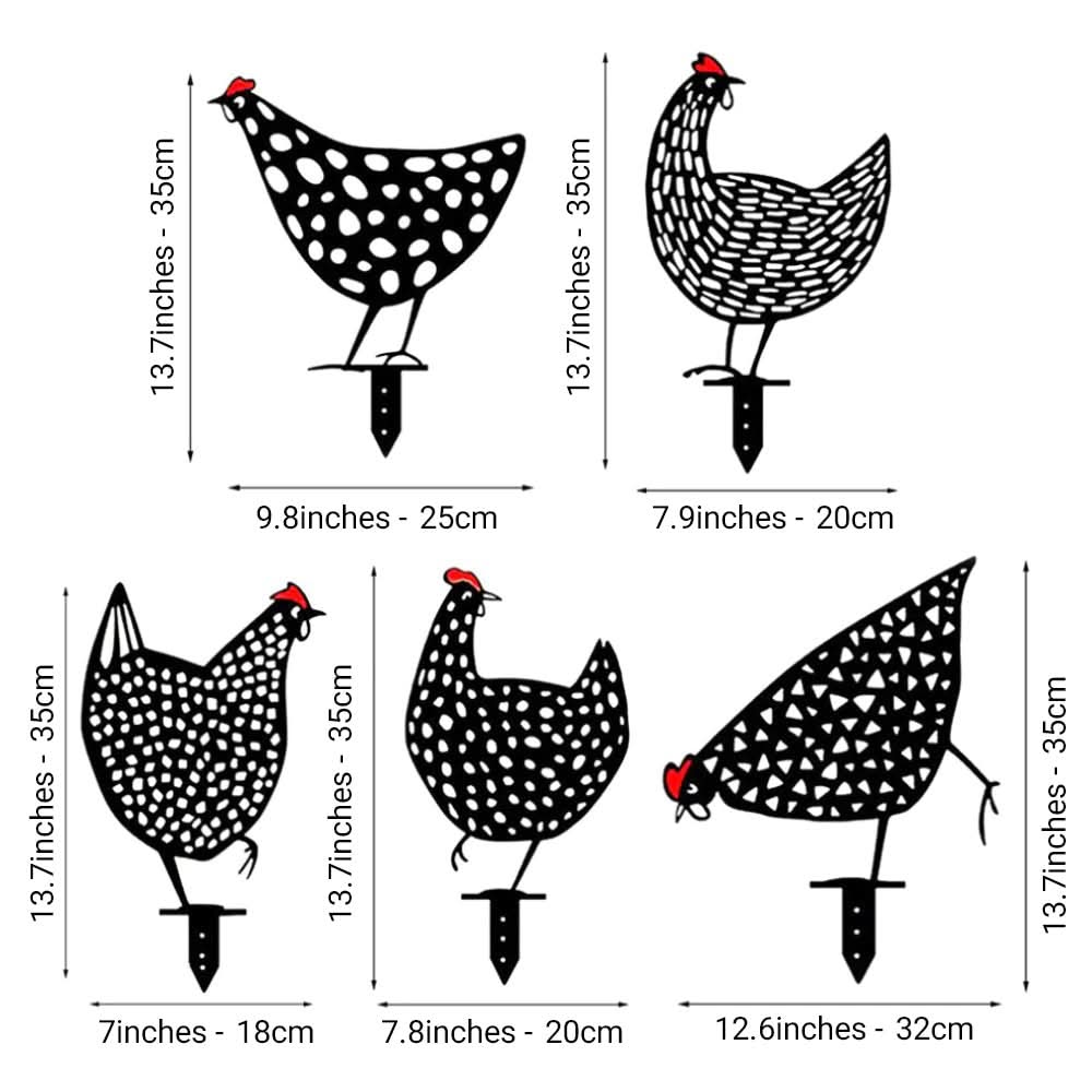 Rustic Metal Chicken Garden Statue - Weatherproof Outdoor Decor for Gardens 3
