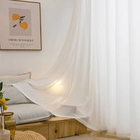 SILKIVORY - Premium White Chiffon Window Curtains for Home & Villa