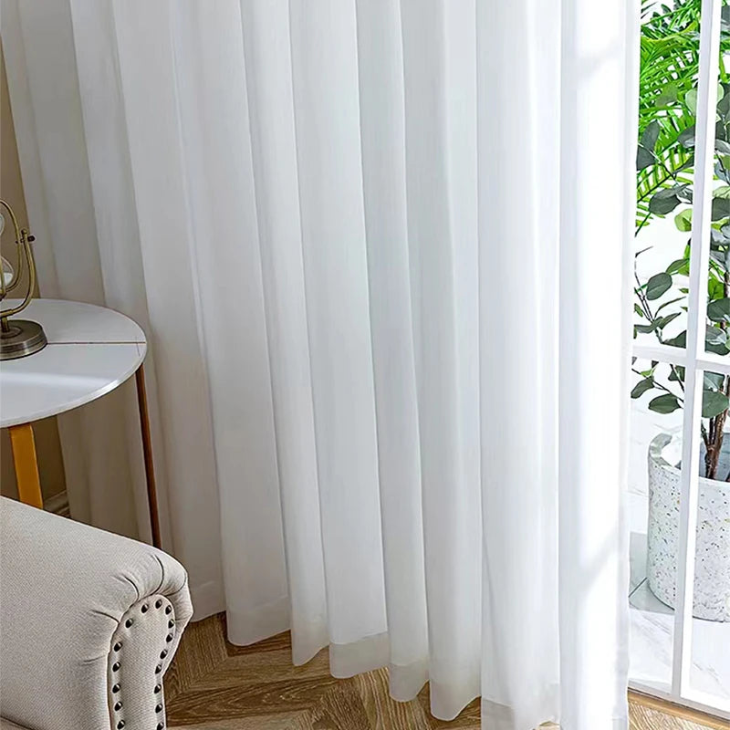 SILKIVORY - Premium White Chiffon Window Curtains for Home & Villa