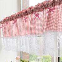 LUMIBLISS - Plaid Lace Half Curtain for Kitchen and Small Windows
