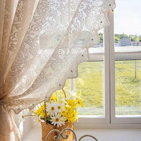 VELORÉE - French Country Style Lace Curtain with Beaded Phoenix Tail Detail