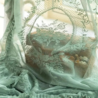 BELLEDRAPE - French Retro Green Ruffled Lace Sheer Tulle Curtains for Girls Room & Living Room