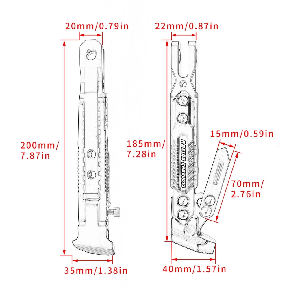 RIDERPRO - Heavy Duty Metal Motorcycle Kickstand Bracket Stable Side Parking Stand Frame