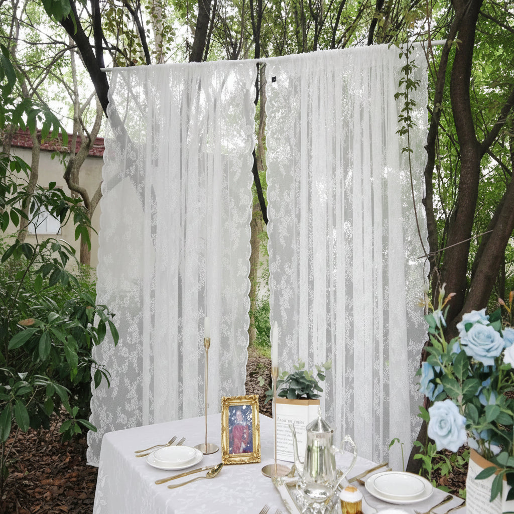 ELYSIAN - Light Filtering Floral Lace Curtain Panel with Rod Pocket