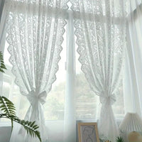 VELORÉE - French Country Style Lace Curtain with Beaded Phoenix Tail Detail
