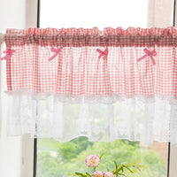 LUMIBLISS - Plaid Lace Half Curtain for Kitchen and Small Windows