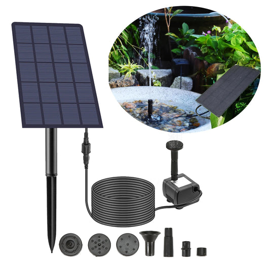 SOLAQUA - 6-in-1 Solar Fountain with 4 Nozzles for Garden & Pond 0