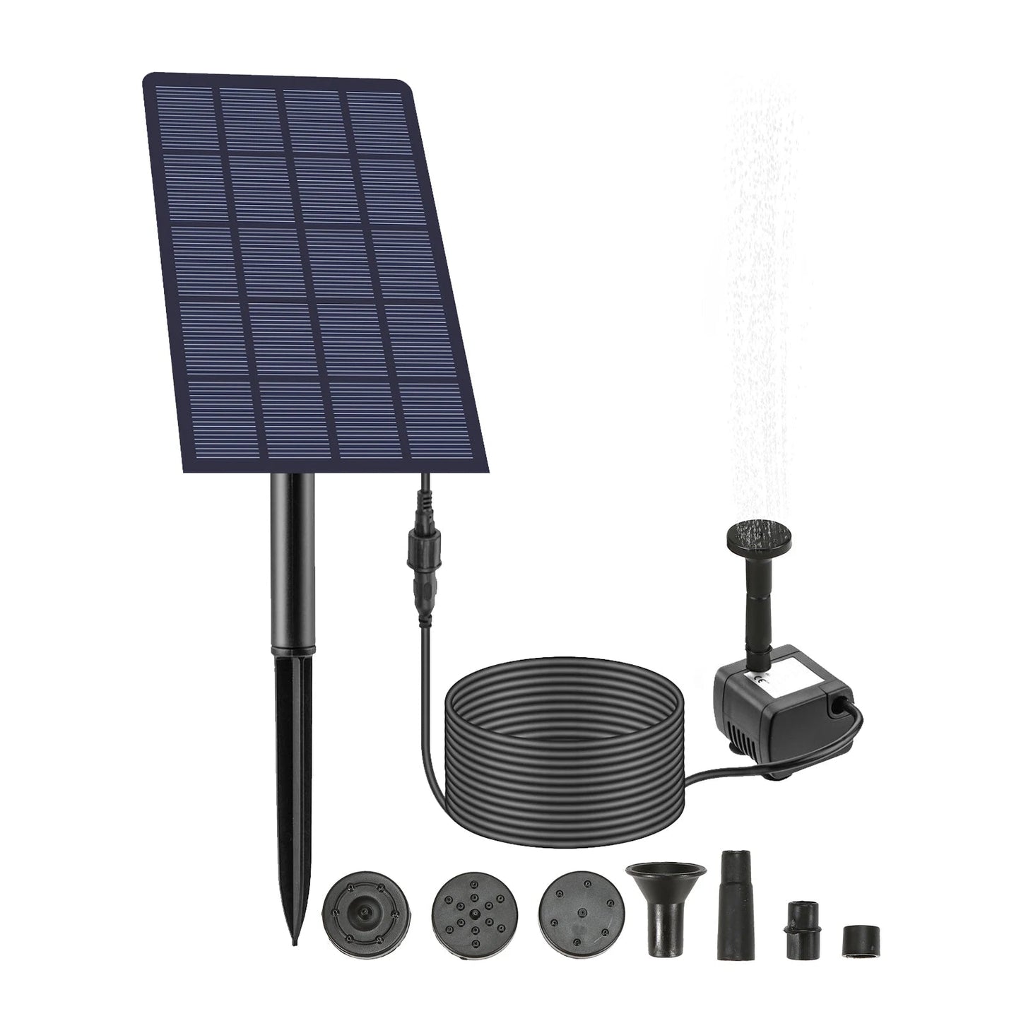 SOLAQUA - 6-in-1 Solar Fountain with 4 Nozzles for Garden & Pond 1