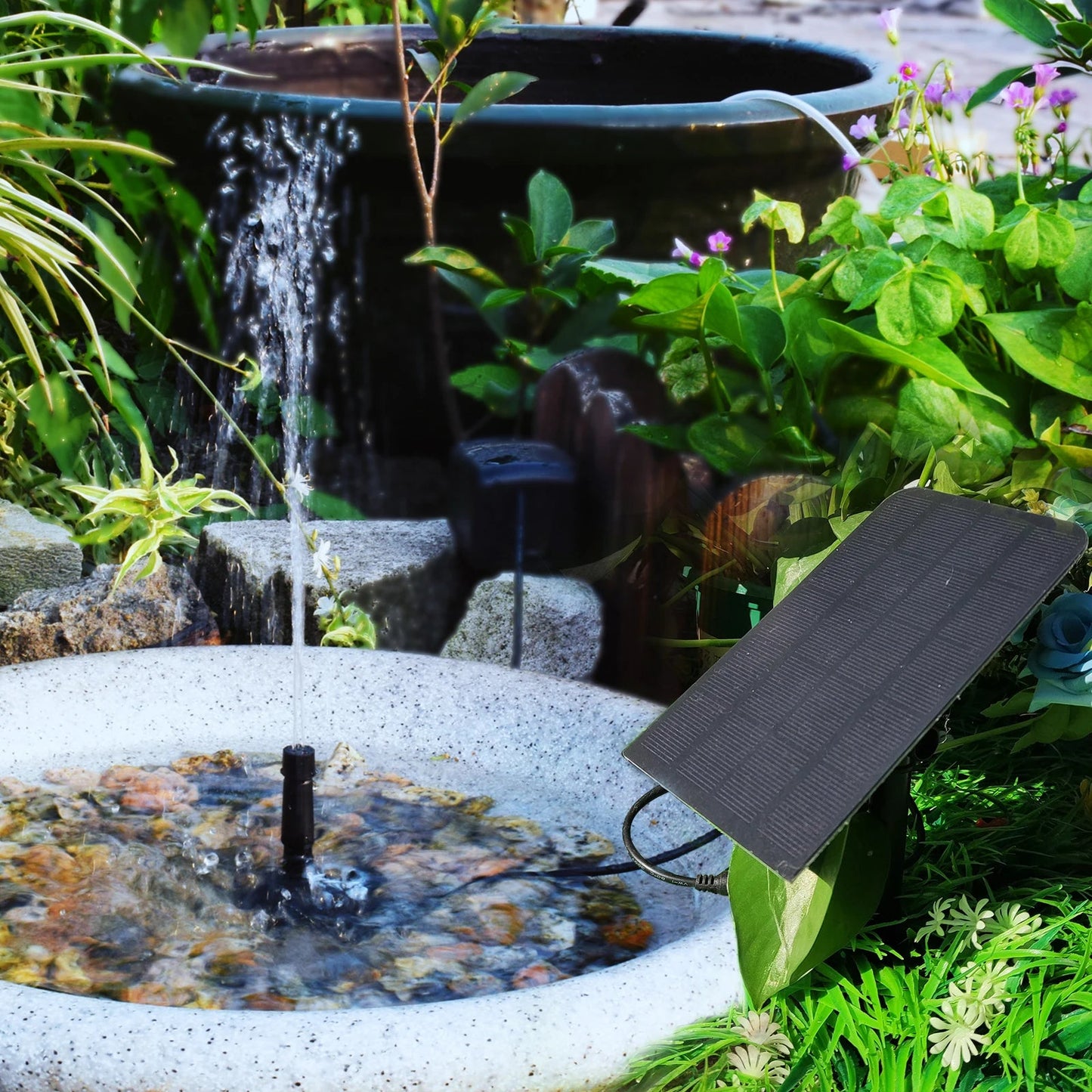 SOLAQUA - 6-in-1 Solar Fountain with 4 Nozzles for Garden & Pond 3
