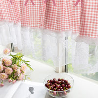 LUMIBLISS - Plaid Lace Half Curtain for Kitchen and Small Windows