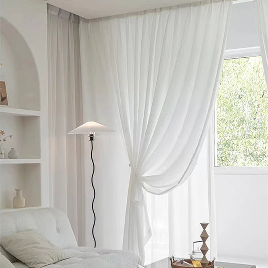 SILKIVORY - Premium White Chiffon Window Curtains for Home & Villa