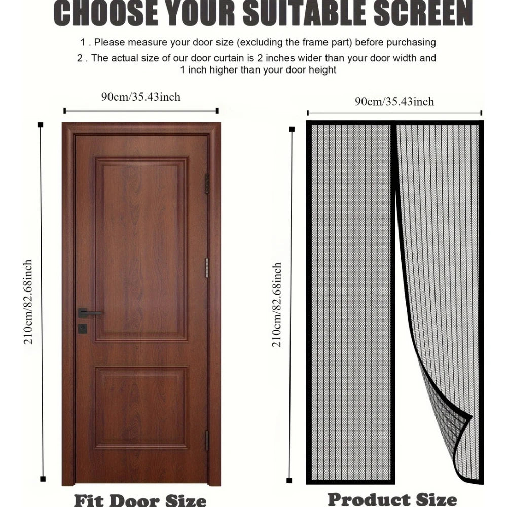 BREEZEAURA - Mosquito-resistant Door Curtain Hands-free 100x210 cm Living Room Bedroom