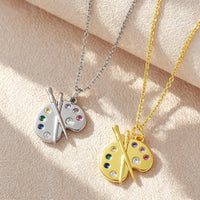 PALETTELUXE – Artist Palette Pendant Necklace with Gemstone Accent