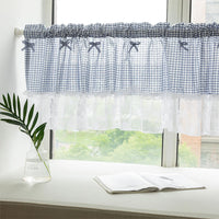 LUMIBLISS - Plaid Lace Half Curtain for Kitchen and Small Windows