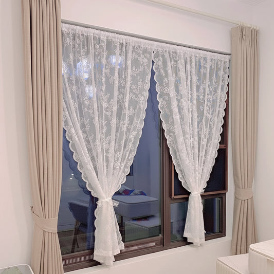 ELYSIAN - Light Filtering Floral Lace Curtain Panel with Rod Pocket