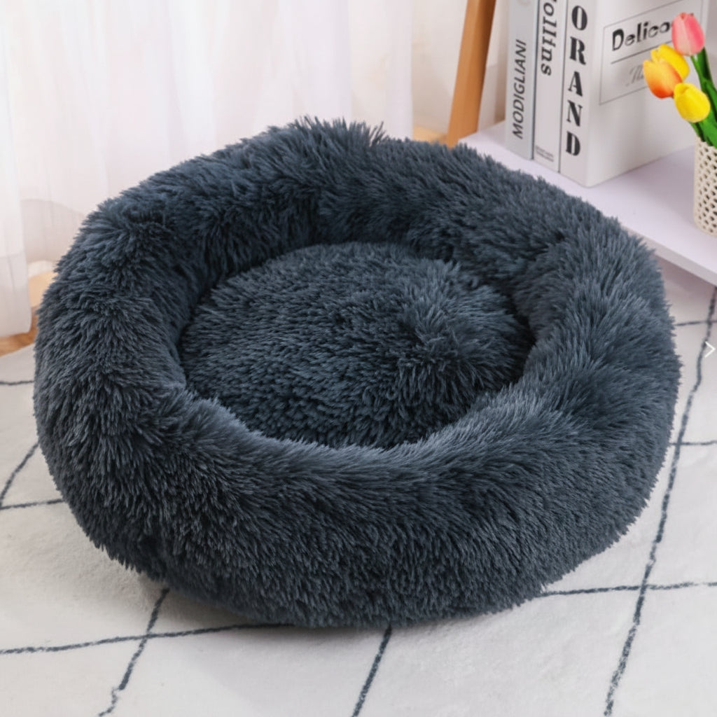 HUGAFUR - Weiches Kunstfell-Donut-Haustierbett für kleine bis große Hunde & Katzen
