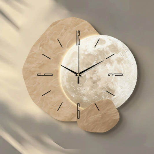 ECLIPSEWOOD - Designer Wooden Wall Clock with Golden Highlights