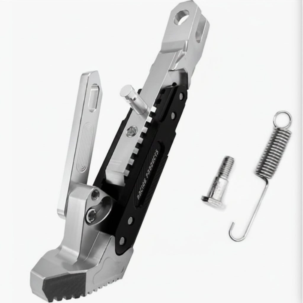 RIDERPRO - Heavy Duty Metal Motorcycle Kickstand Bracket Stable Side Parking Stand Frame