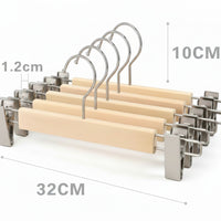 LUXORG - Solid Lotus Wood Hangers with Adjustable Metal Clips, 10 Pack