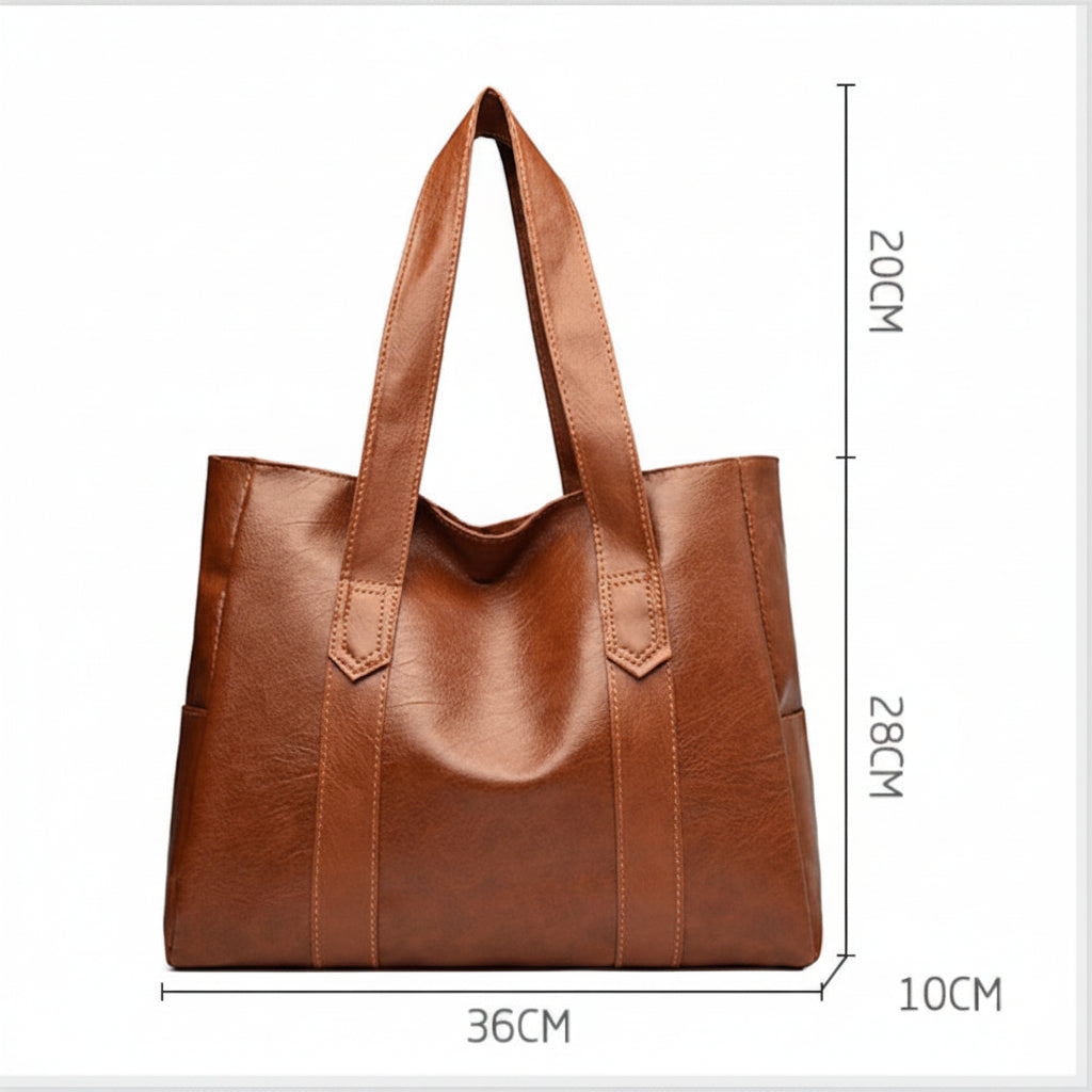 ELEGANCY - Elegant retro PU leather shoulder bag with spacious compartments for stylish everyday organization and versatile use
