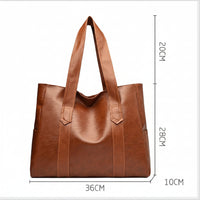 ELEGANCY - Elegant retro PU leather shoulder bag with spacious compartments for stylish everyday organization and versatile use