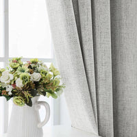 NOCTAVIA – 2 Panel 100% Blackout Linen Curtains with Tiebacks for Bedroom & Living Room