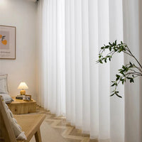 SILKIVORY - Premium White Chiffon Window Curtains for Home & Villa