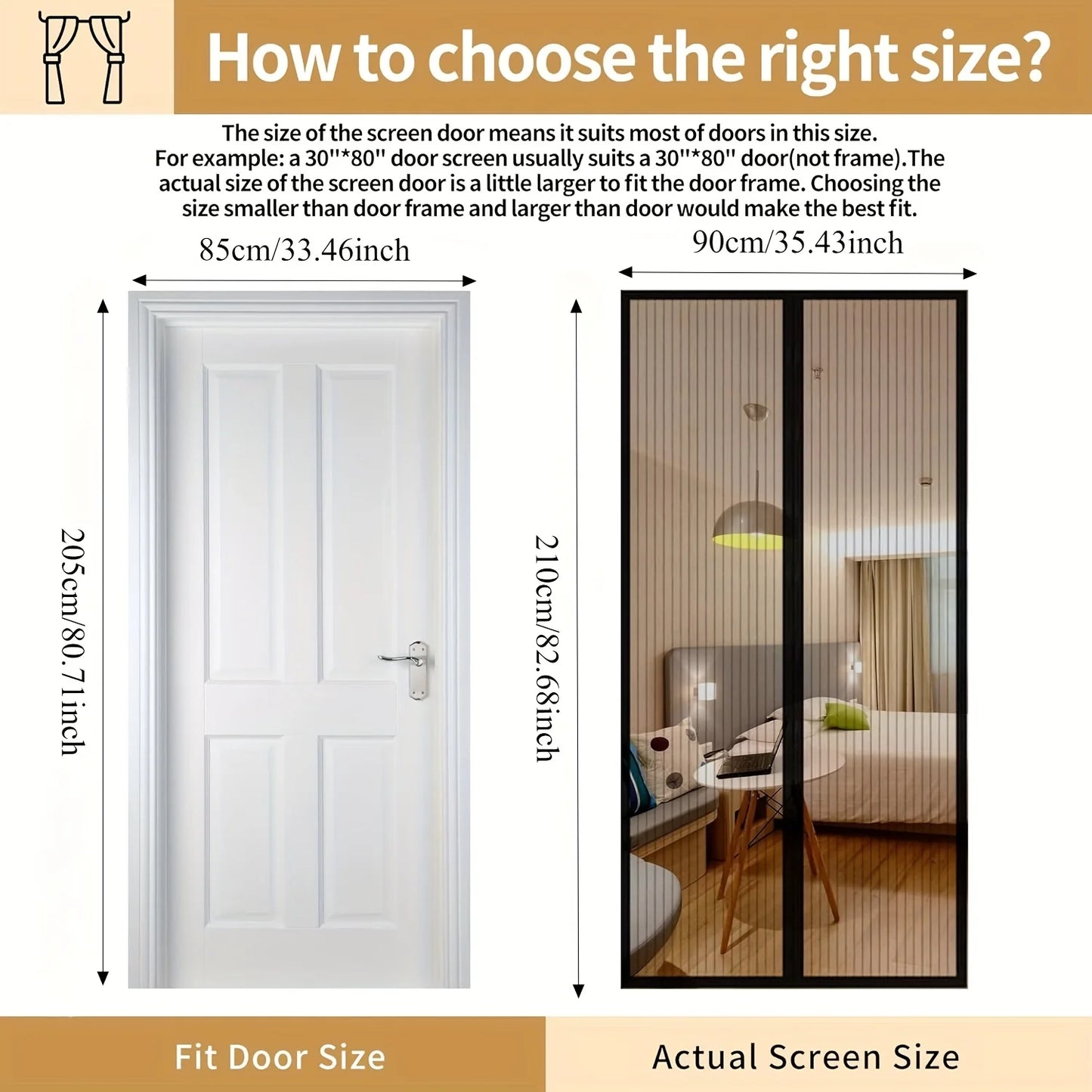 BREEZEAURA - Mosquito-resistant Door Curtain Hands-free 100x210 cm Living Room Bedroom