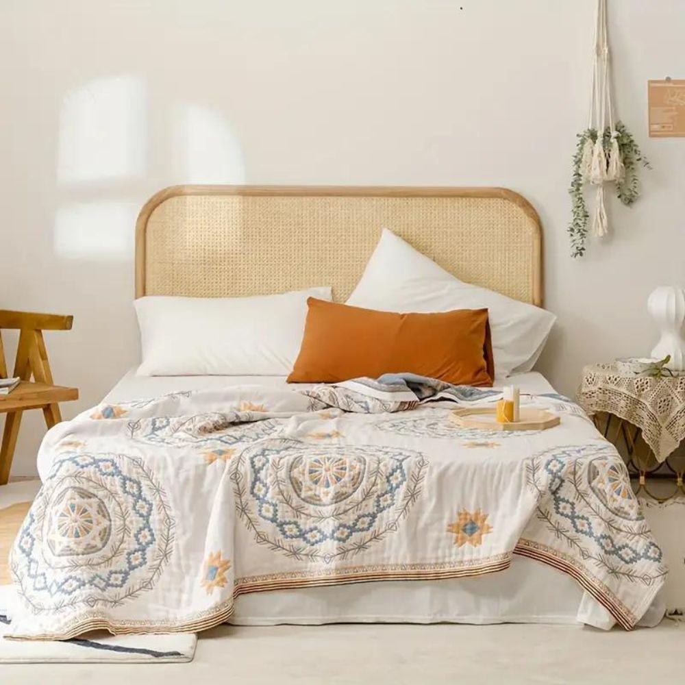 Serene Mandala - 100% Cotton Boho Throw Blanket for Stylish Comfort 0