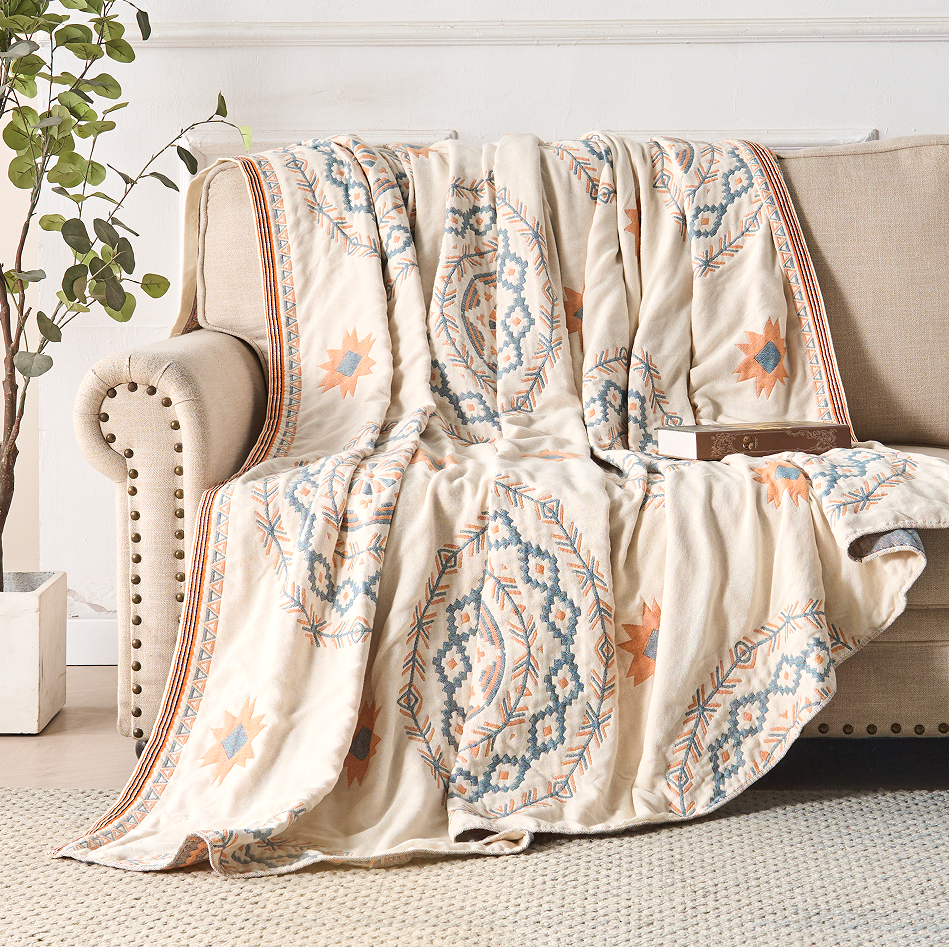 Serene Mandala - 100% Cotton Boho Throw Blanket for Stylish Comfort 6