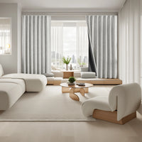 NOCTAVIA – 2 Panel 100% Blackout Linen Curtains with Tiebacks for Bedroom & Living Room
