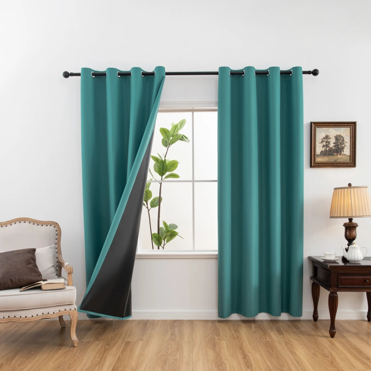 LUXEDRAPE - Modern 100% Blackout Curtains with Coated Lining for Bedroom & Living Room