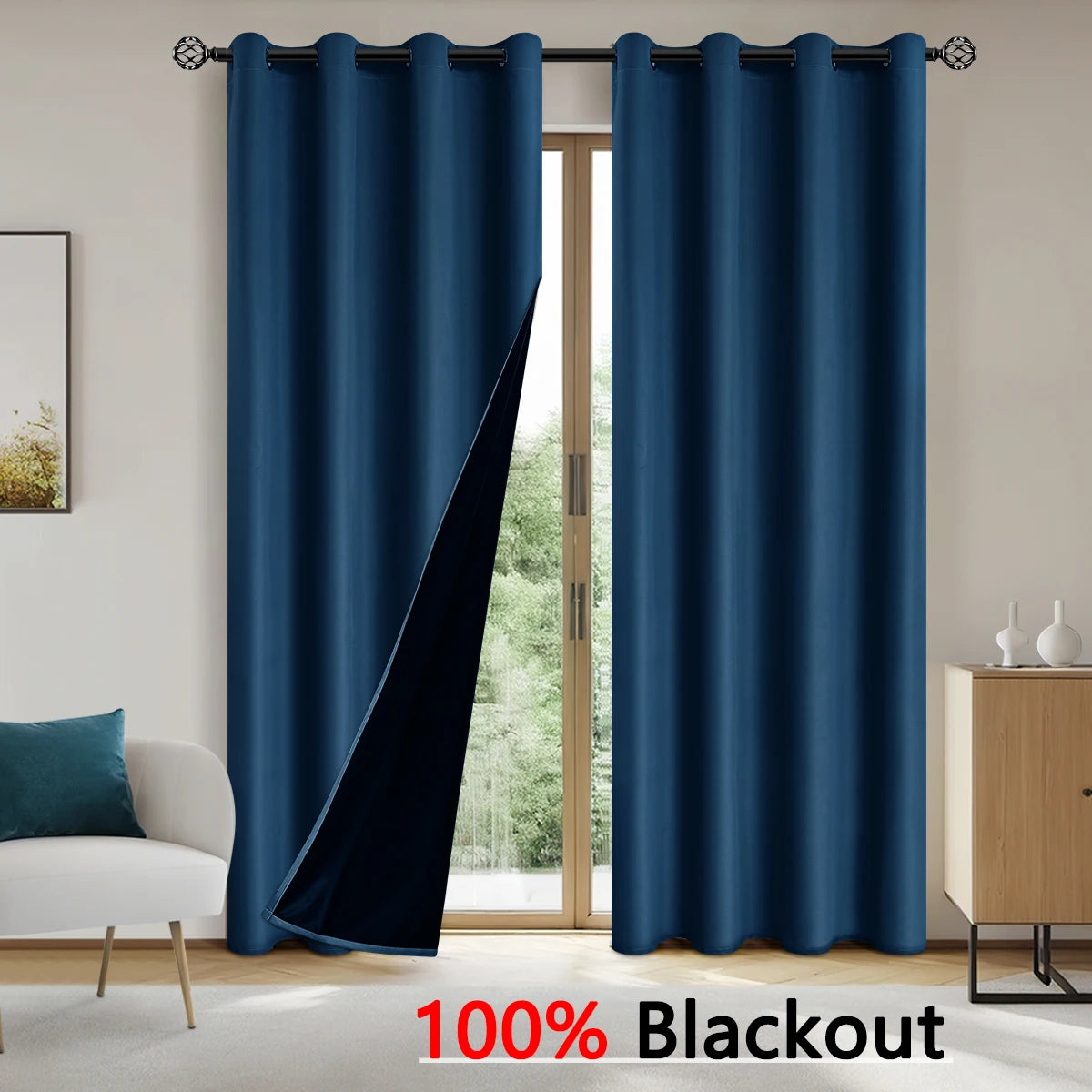 LUXEDRAPE - Modern 100% Blackout Curtains with Coated Lining for Bedroom & Living Room