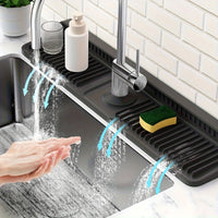 Silicone Sink Mat - Cuttable Sink Protector Mat with Quick Drain Design for Kitchen & Bathroom 0