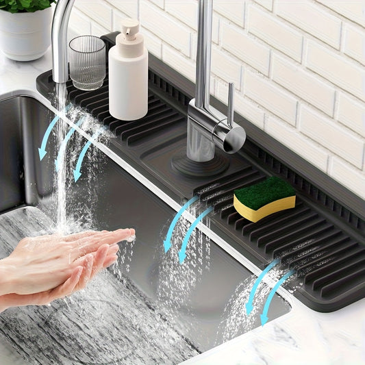 Silicone Sink Mat - Cuttable Sink Protector Mat with Quick Drain Design for Kitchen & Bathroom 0