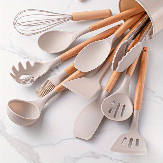 Silicone Utensil Set - 12-Piece Heat-Resistant Kitchen Cooking Tools 0