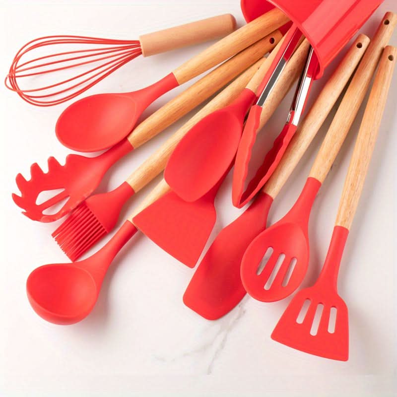 Silicone Utensil Set - 12-Piece Heat-Resistant Kitchen Cooking Tools 10