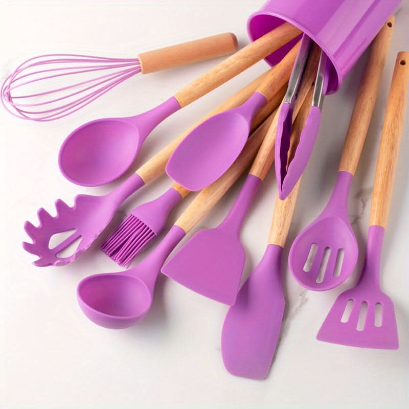 Silicone Utensil Set - 12-Piece Heat-Resistant Kitchen Cooking Tools 12