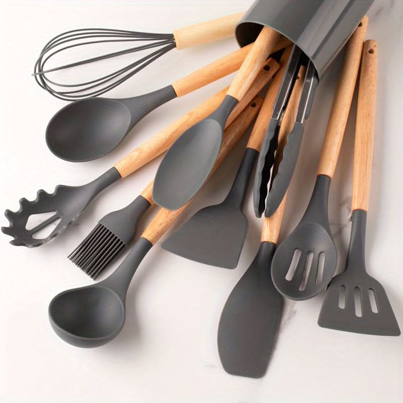 Silicone Utensil Set - 12-Piece Heat-Resistant Kitchen Cooking Tools 7