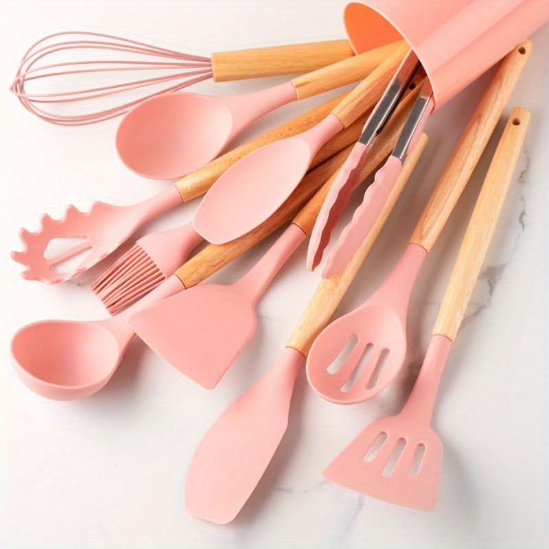 Silicone Utensil Set - 12-Piece Heat-Resistant Kitchen Cooking Tools 9